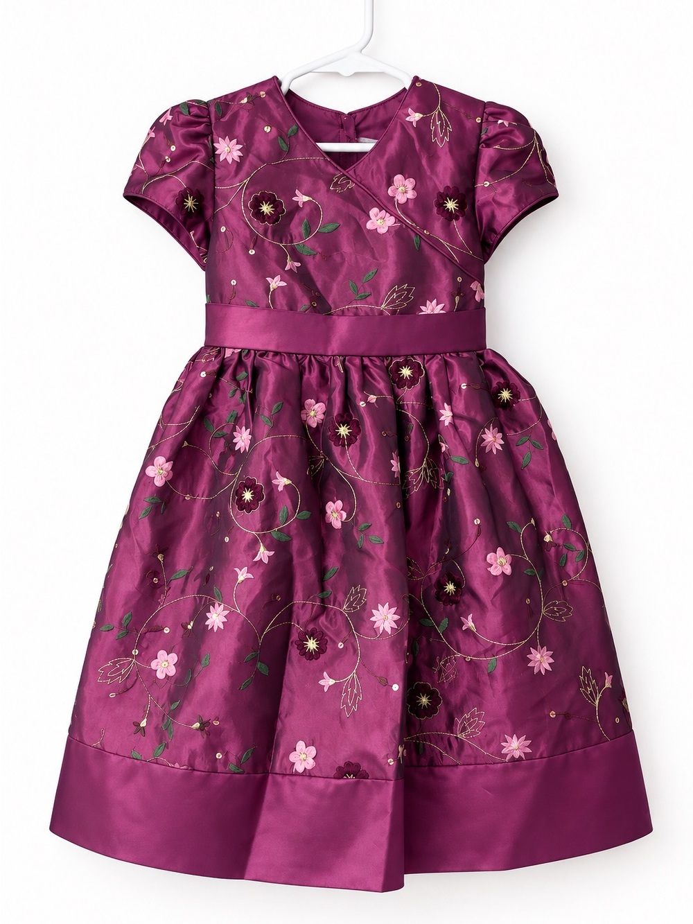 marmellata Plum Floral Satin Party Dress
